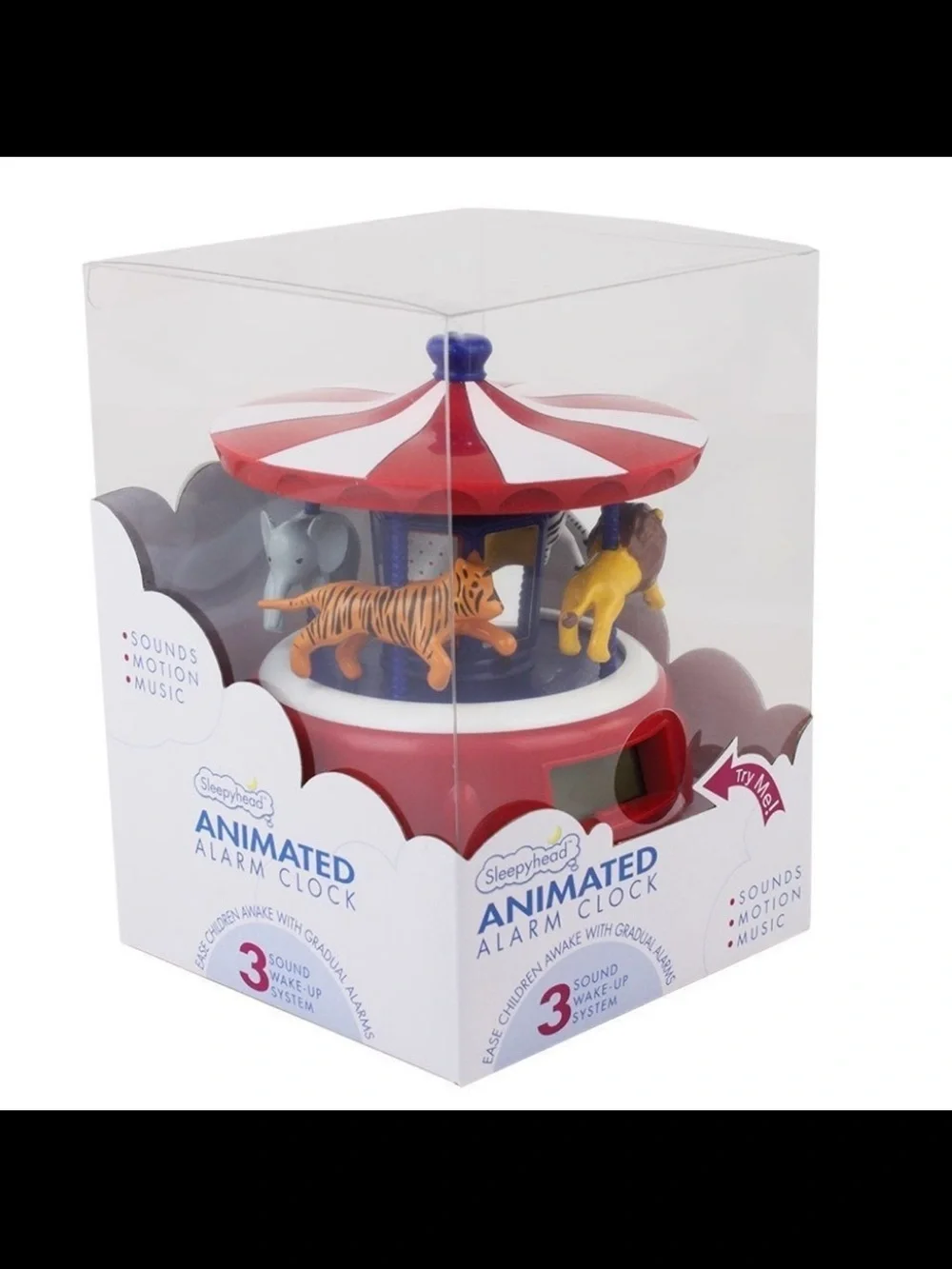 Animated Carousel Alarm Clock - Red/White